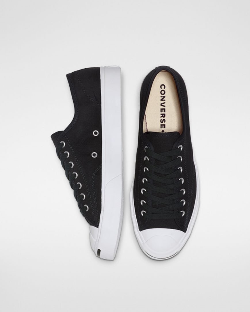 Zapatillas Bajas Converse Jack Purcell Canvas Mujer Negras Blancas Negras | PE 84L72E